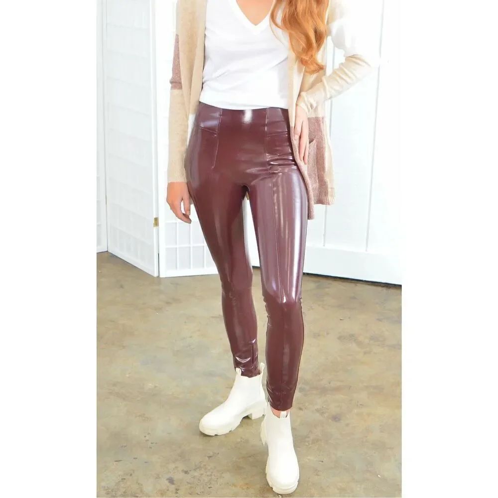Womens Spanx Faux Patent Leather Leggings
